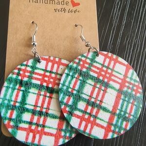 Hand Crafted Red and Green Plaid Earrings